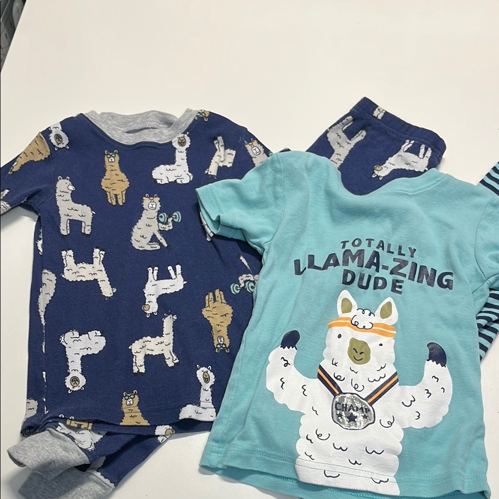 Llama Pajama Set - Blue and Teal